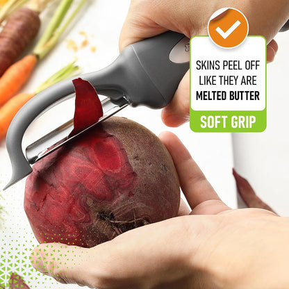 Spring Chef Premium Swivel Vegetable Peeler, Soft Grip Handle and Ultra Sharp Stainless Steel Blades - Perfect Kitchen Peeler For Veggie, Fruit, Potato, Carrot, Apple - Pink Lemonade