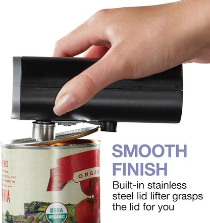 Proctor Silex Automatic Electric Can Opener, Hands Free Cordless Operation & USB Rechargeable, Self-Aligning, Cut Smooth Touch Lid Edges, Compact and Easy to Store, Red