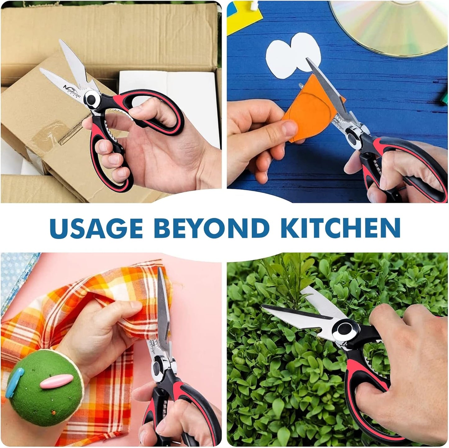 Professional Kitchen Scissors Heavy Duty - Multi-Purpose Kitchen Shears for Meat, Poultry, Food - Stainless Steel Cooking Scissors - Dishwasher Safe Culinary Shears