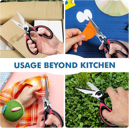 Professional Kitchen Scissors Heavy Duty - Multi-Purpose Kitchen Shears for Meat, Poultry, Food - Stainless Steel Cooking Scissors - Dishwasher Safe Culinary Shears