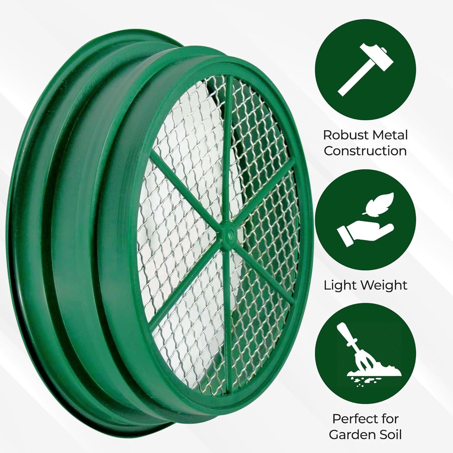 SE 13.25 Inch Wide Stackable Classifier Gold Prospecting Pan - 1/8 Inch Stainless Steel Mesh Sifting Pan, Green