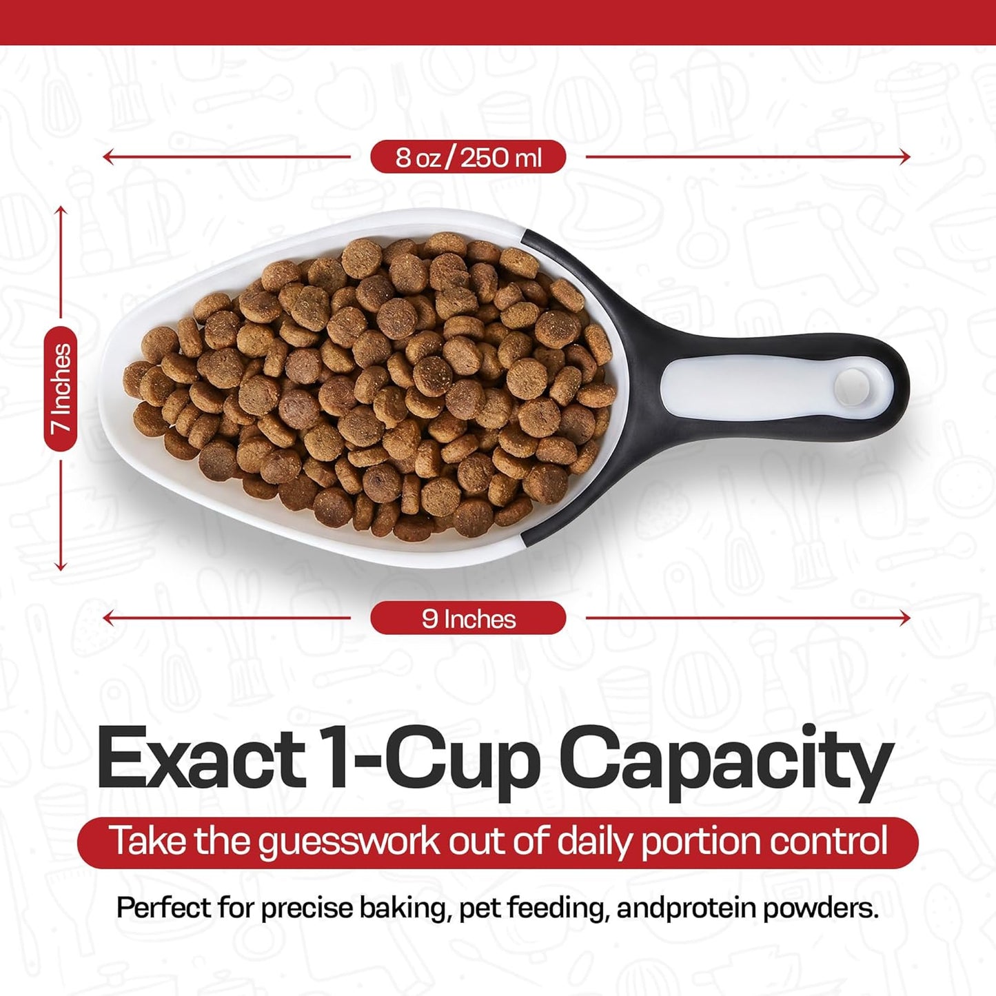 Rockland Guard 1-Cup Multipurpose Scoop – Flexible Funnel Tip for Spill-Free Pours – Heavy-Duty Ice Scoop for Freezer & Ice Machine – Dog Food Scoop & Flour Scoop for Canisters (1-Pack)