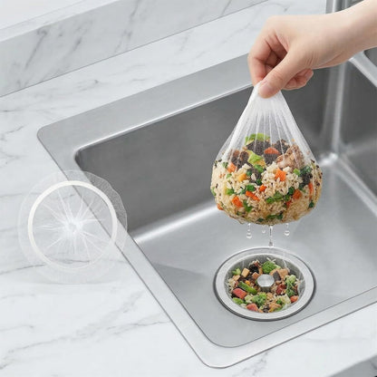 Disposable Kitchen Sink Strainer Mesh Bags, Tear-Resistant Elastic Filter Net for Food Waste & Hair Catcher, Fine Mesh Sink Strainer Covers for Kitchen, Bathroom, Utility Sinks (200)