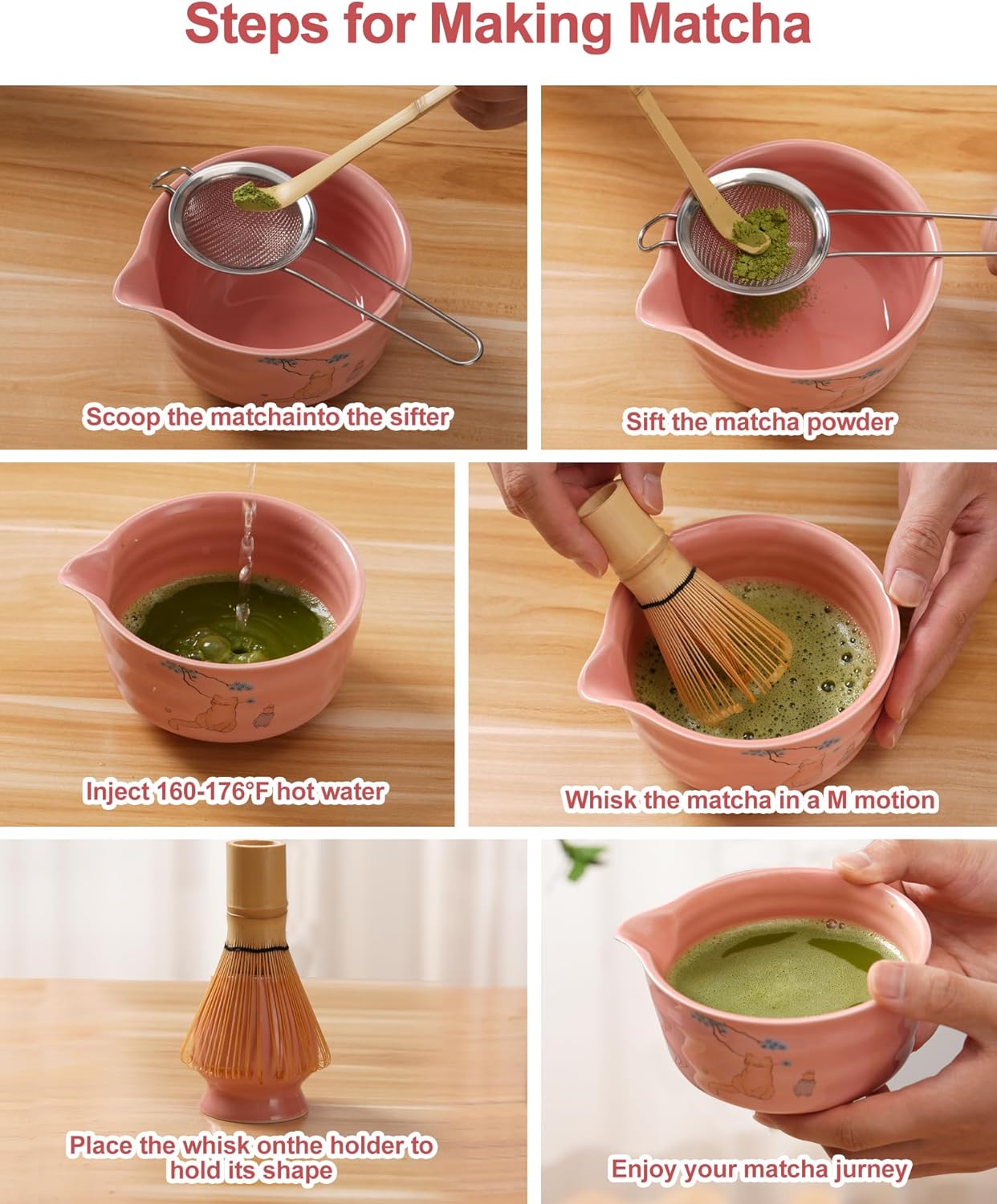 Matcha Whisk Set, Japanese Matcha Kit Set 7-Pcs with Matcha Bowl (Chawan), Matcha Whisk and Holder, Bamboo Scoop, Scoop Rest, Sifter and Tea Towel - Authentic Tea Ceremony Tools for Tea Lovers(Blue)