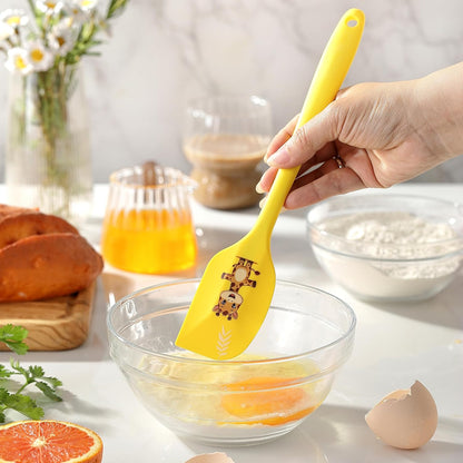 5PCS Silicone Rubber Spatula Set, DQELFA Heat Resistant Food Grade Spatulas for kitchen Use, Cooking and Baking, Dishwasher Safe