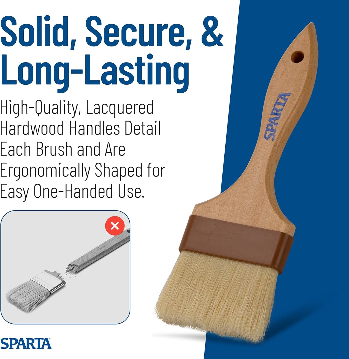 SPARTA Kitchen Basting Brush – 4037300 Basting Brush for Cooking Flat Boar Bristle Brush, Hardwood Handle for Kitchens, Restaurants, Catering, High Heat Food Prep, 1.5in