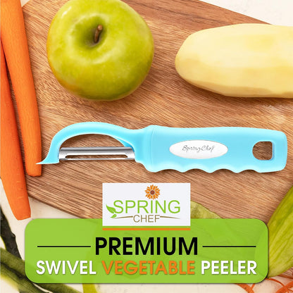 Spring Chef Premium Swivel Vegetable Peeler, Soft Grip Handle and Ultra Sharp Stainless Steel Blades - Perfect Kitchen Peeler For Veggie, Fruit, Potato, Carrot, Apple - Pink Lemonade
