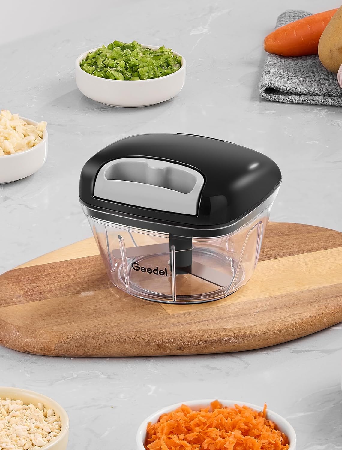 Manual Pull Food Chopper, Hand Pull String Onion Chopper Dicer for Kitchen, Easy Cleaning Food Chopper for Vegetables, Fruits (500 ML)