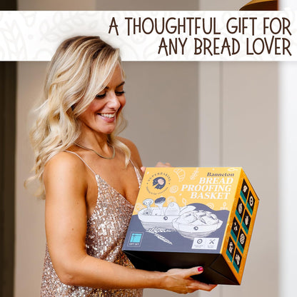 Superbaking Sourdough Starter Kit, 9" Round Banneton Bread Proofing Basket Set, Sourdough Bread Baking Supplies, Sourdough Tools with Silicone Bread Sling, Bread Making Tools, Baking Gifts