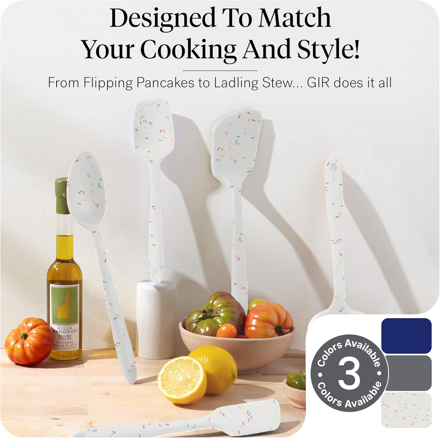GIR: Get It Right 5-Piece Silicone Ultimate Kitchen Utensils Set - Ladle, Spatula, Flip, Spoon & Spoonula - Non-Toxic Cooking Utensils for Nonstick Cookware, Cooking and Baking - Black