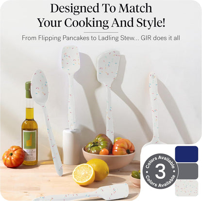 GIR: Get It Right 5-Piece Silicone Ultimate Kitchen Utensils Set - Ladle, Spatula, Flip, Spoon & Spoonula - Non-Toxic Cooking Utensils for Nonstick Cookware, Cooking and Baking - Black