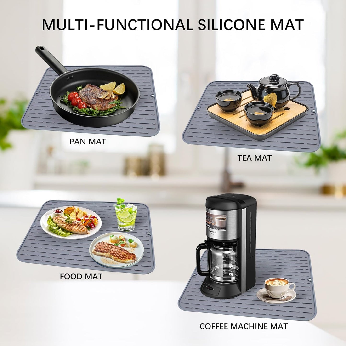To encounter Silicone Dish Drying Mat - Extral Large 24" x 18" - Set of 2 Flexible Rubber Drying Mat, Heat Resistant Silicone Trivet, Countertop Mat, Dish Draining Mat, Sink Mat