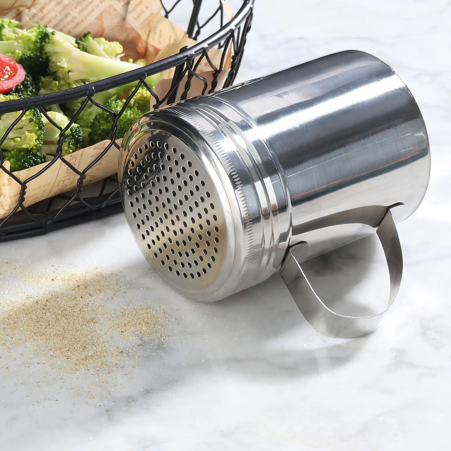New Star Foodservice 28478 Stainless Steel Dredge Shaker, 10-Ounce, Set of 2