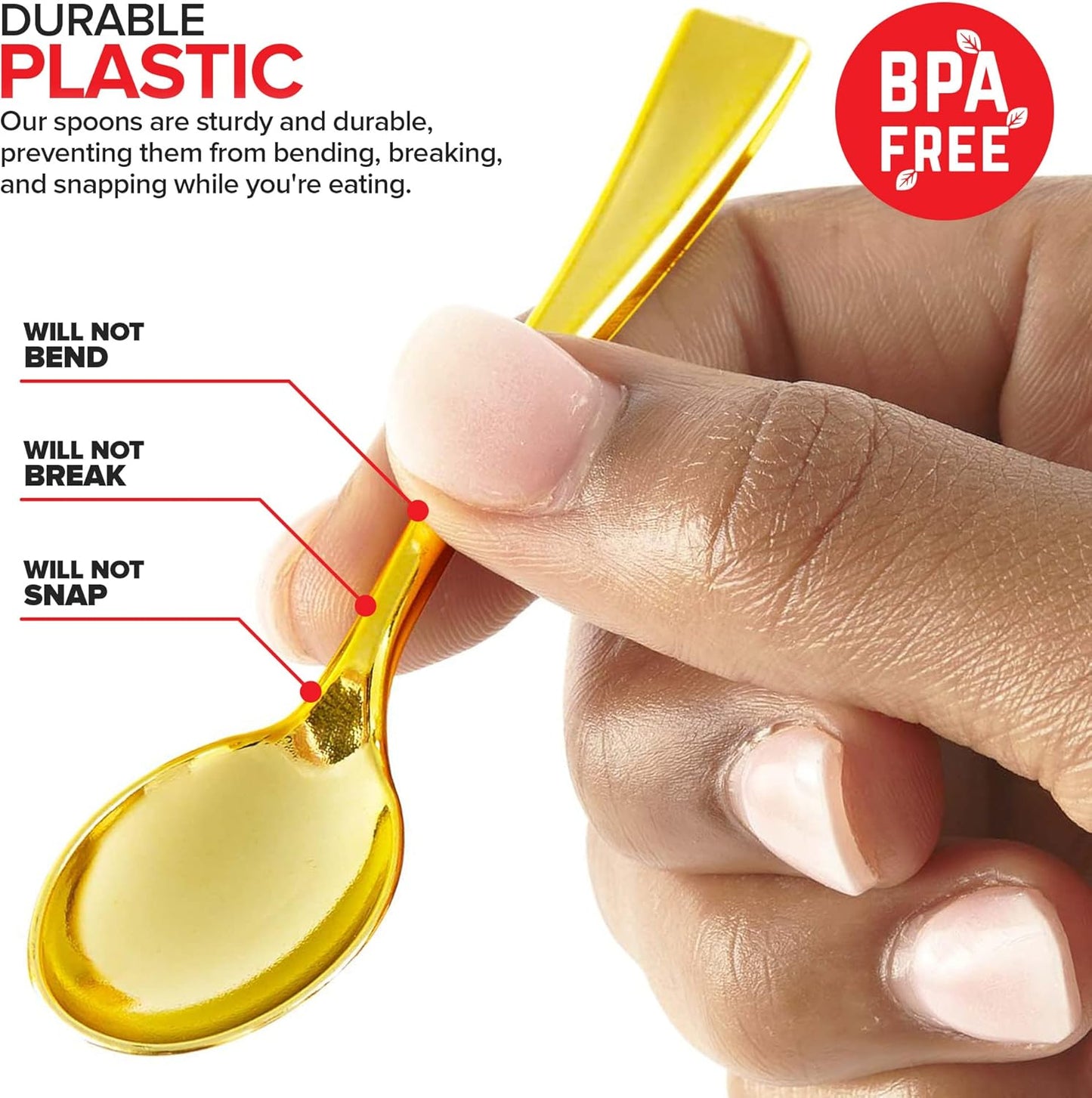 Gold Plastic Mini Spoons Disposable, 4 inch (80 Pack) Tasting Spoon, Dessert Mini spoon for Ice Cream Taster, Small Sample Desserts, Gelato Sampling, Fancy Miniature Pudding, Little Appetizers, Bulk