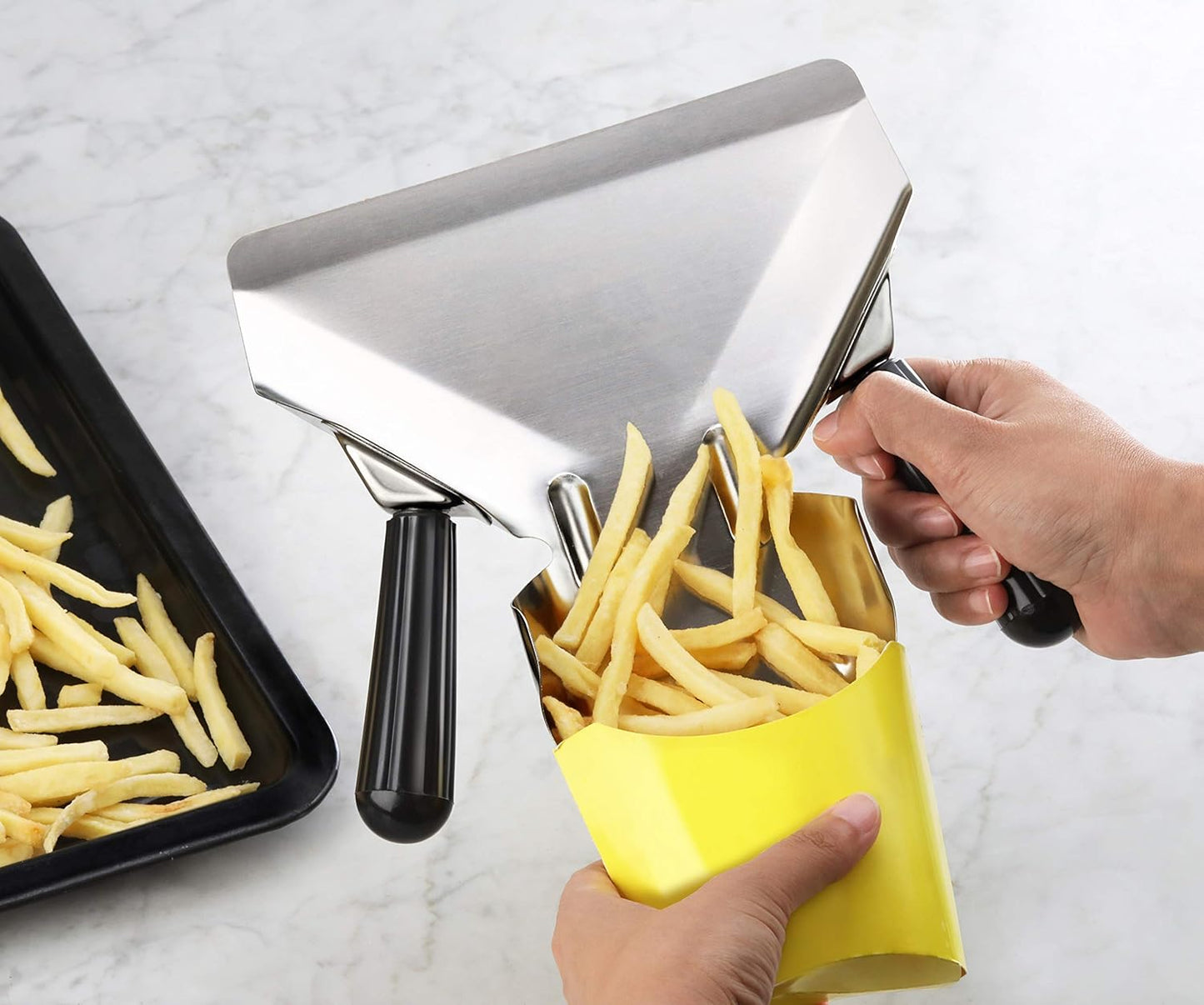 New Star Foodservice 42344 Stainless Steel Commercial French Fry Bagger with Left Handle