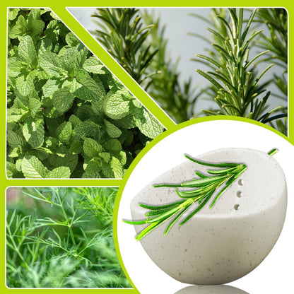 1Pcs Herb Stripper, Pottery Herb Stripper Bowl，Comes With A Cleaning Cloth And A Cleaning Brush.Suitable For Stripping Leafy Herbs.