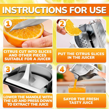 Hand Juicer Squeezer - Aluminum Manual Juicer Hand Press with Ergonomic Handle, 20 Oz Large Capacity Lemon Squeezer for Pomegranate, Orange, Lime & Citrus Fruits with Direct Pour Spout, Hand Wash Only