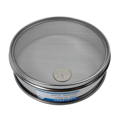 50 Mesh Lab Sieves 8" Diameter 304 Stainless Steel Wire Cloth Test Sieve for Industrial Laboratory Home