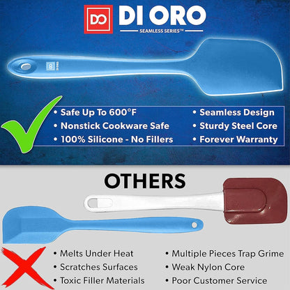 DI ORO Silicone Spatula Set - Rubber Kitchen Spatulas for Baking, Cooking, & Mixing - 600°F Heat-Resistant & BPA Free Silicone Scraper Spatulas for Nonstick Cookware - Dishwasher Safe (5pc, Black)