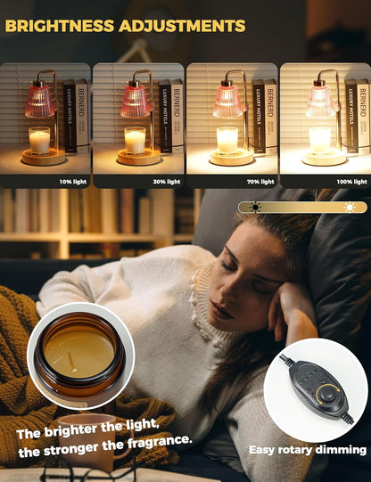 GODONLIF Candle Warmer Lamp with Timer Dimmable, Birthday Gifts for Women Mom, House Warming Gifts New Home Decor, Wax Melt Warmer for Jar Candles with 2 Bulbs