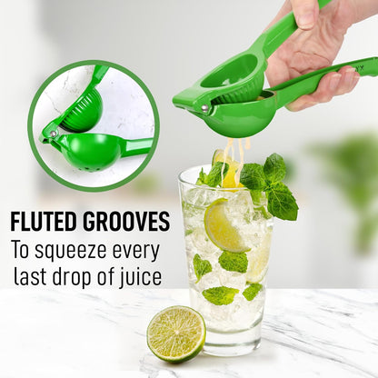 Zulay Metal Lime Squeezer – Heavy-Duty Citrus Juicer for Maximum Juice Extraction – Easy Manual Press for Limes & Lemons – Durable & Ergonomic Hand Juicer - Green