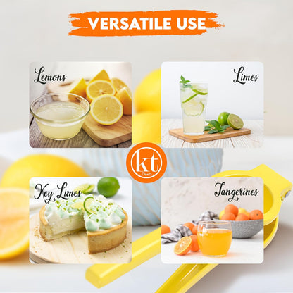 Metal Lemon Squeezer, Citrus Juicer, Manual Hand Press Lime Squeezer, Kitchen Lemon Juicer Tool Portable and Easy to Squeeze (Yellow)