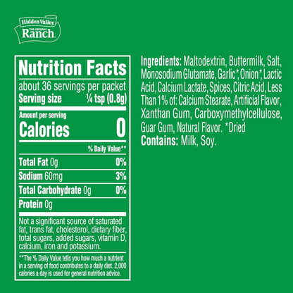 Hidden Valley Original Ranch Seasoning, Dressing and Recipe Mix, 1 Ounce (Package May Vary)