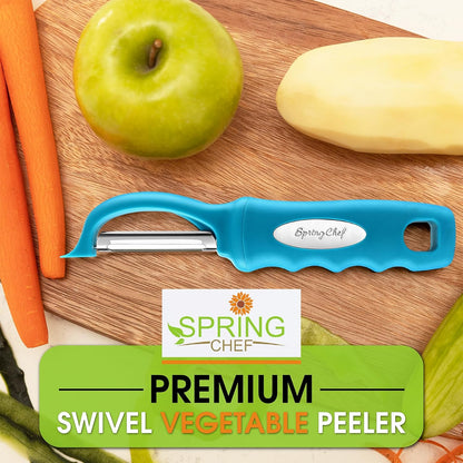 Spring Chef Premium Swivel Vegetable Peeler, Soft Grip Handle and Ultra Sharp Stainless Steel Blades - Perfect Kitchen Peeler For Veggie, Fruit, Potato, Carrot, Apple - Pink Lemonade