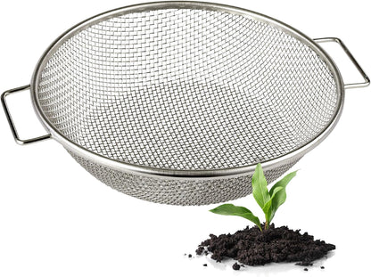 Round Soil Sifter for 5-Gallon Bucket (1/4-inch Mesh), Stainless Steel Garden Sieve with Handles