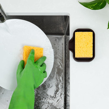 Zulay Kitchen (9x3.5in Sponge Holder for Kitchen Sink - Flexible Heavy-duty Multipurpose Sink Caddy - Counter Organizer for Kitchen, Bathroom, Makeup, Trinkets & More! (Grey)