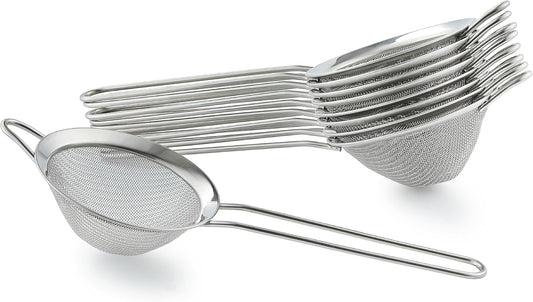 9 Pack Fine Mesh Strainer, OLULU Stainless Steel Cocktail Strainer Set with Handle for Tea, Coffee, Juice – Dishwasher Safe