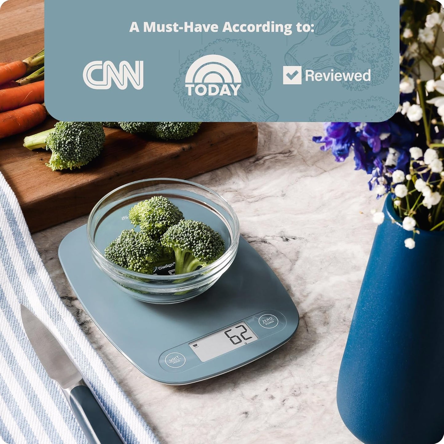 Greater Goods Food Scale – Digital Kitchen Scale, 1g Precision, Easy-Tare & Quick Conversion, Slim Compact Design, Durable & Portable | Ideal for Cooking, Baking & Meal Prep