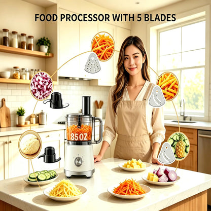Simple Deluxe 10.5 Cup Food Processor, Multi-Functional Vegetable Choppers Food Grinder with Slicing Shredding Chopping Kneading, Suitable for Smoothie Fruit Dough, 2.6QT, Classic White