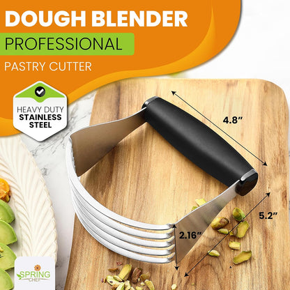 Spring Chef XL Dough Blender Tool For Baking, Heavy Duty Pastry Blender, Stainless Steel Pastry Cutter with Durable Blades, Dough Mixer, Butter Cutter for Easy Mixing, Dishwasher Safe - Aqua Sky