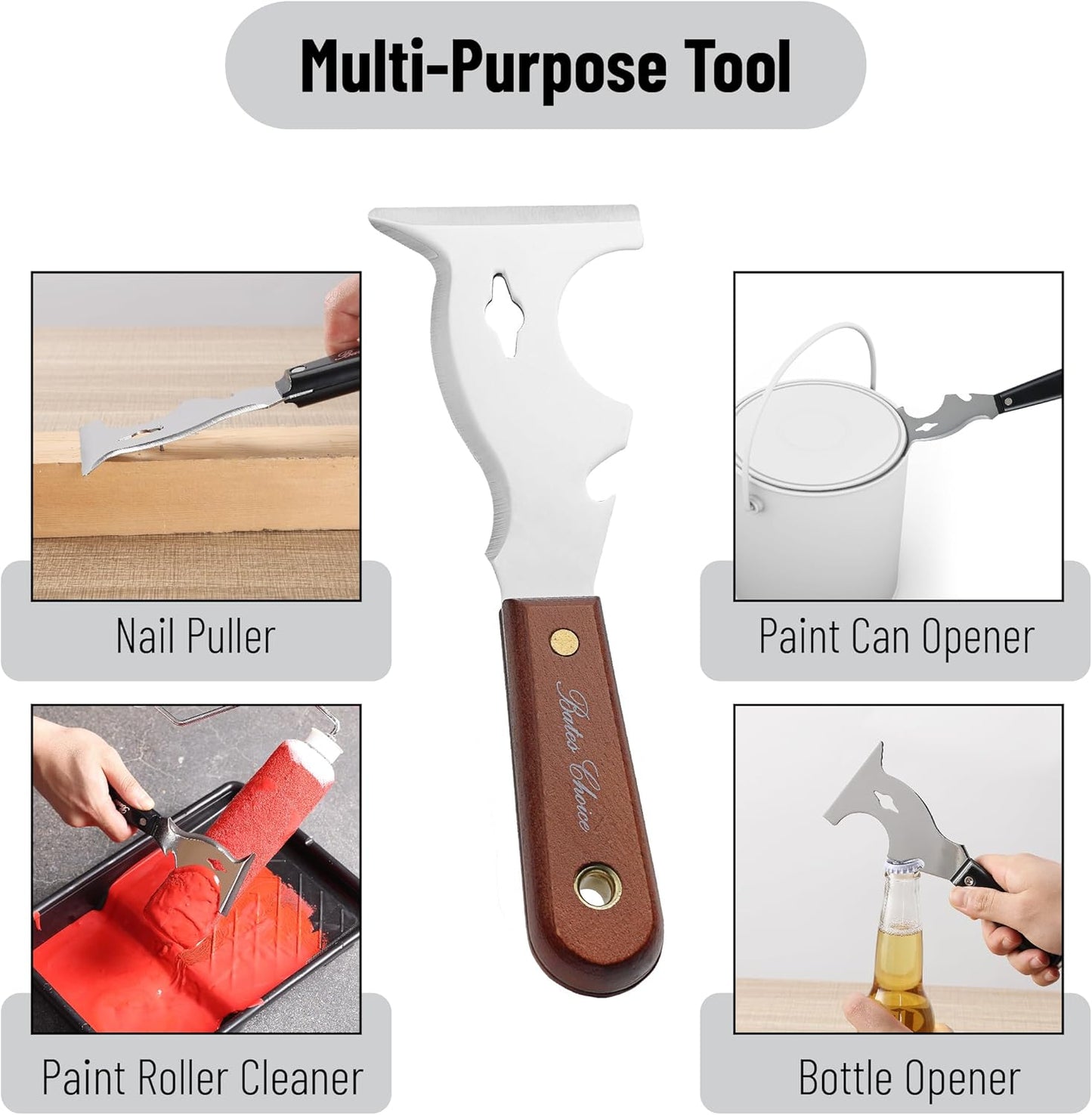 Bates- Paint Scraper, 10 in 1 Painters Tool, Paint Scrapers for Wood, Painters Tool, Painters Knife, Paint Scraper for Painting, Putty Knife, Metal Scraper, Spackle Tool, Putty Scraper, Knife Scraper