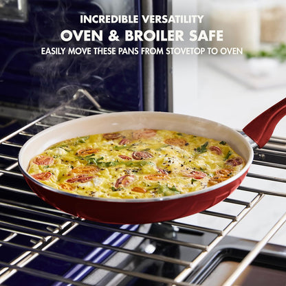 GreenPan Rio Healthy Ceramic Nonstick 8" Frying Pan Skillet and Silicone Spatula Set, Soft Grip Handle, Breaktfast Meal Set, PFAS-Free, Dishwasher Safe, Oven Safe, Oxford Blue