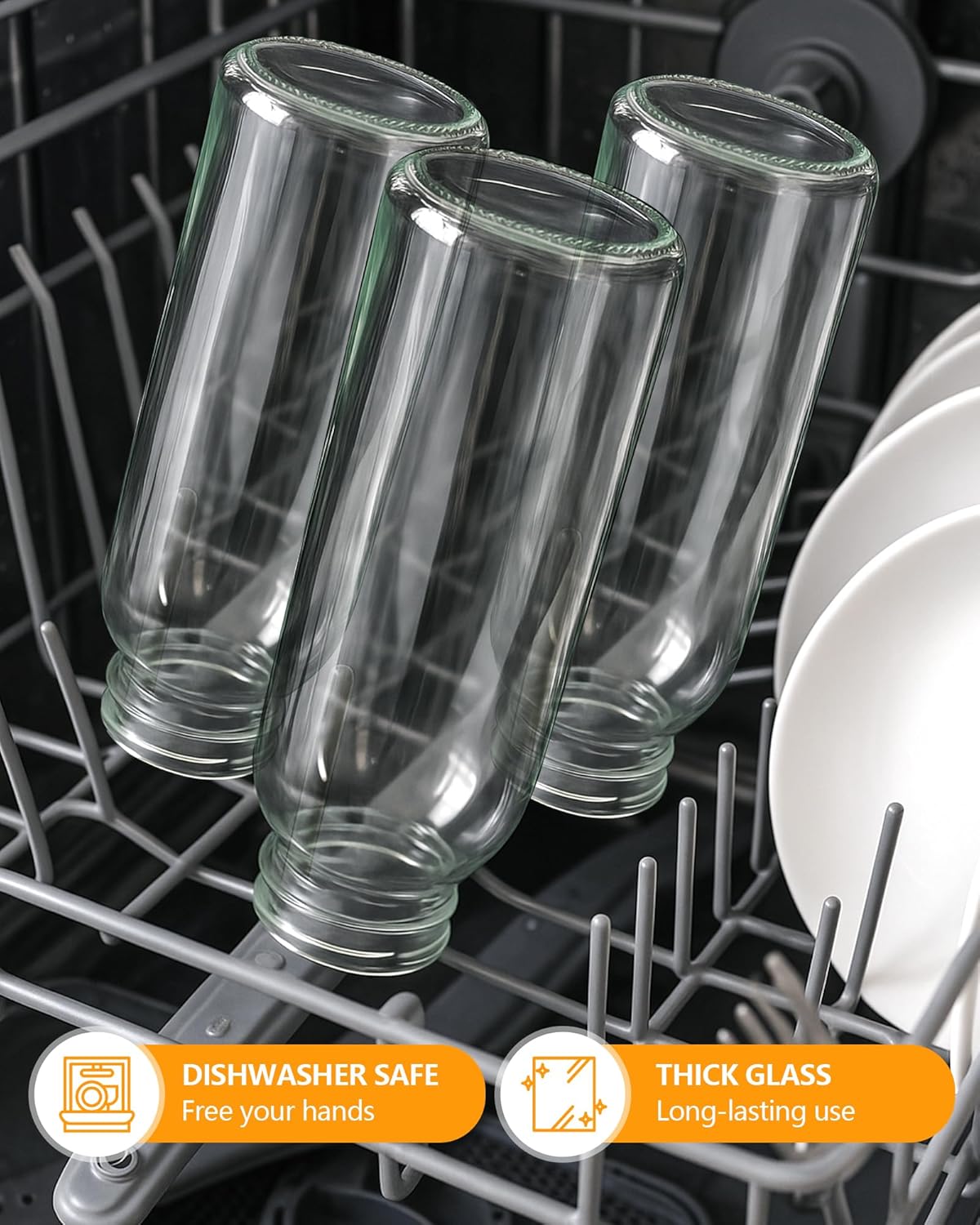 Zukro 12 oz Glass Juice Bottles with Lids & Straw, Airtight & Leak proof, Reusable Clear Small Bottle With Stainless Steel Cap for Juicing, Water, Smoothie & Milk, Dishwasher Safe & BPA Free, 12 Pack