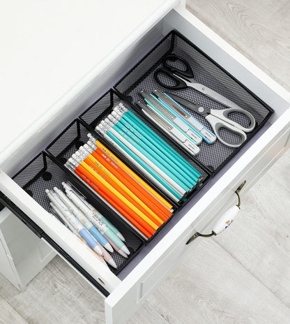 BYCY 3 Pack Mesh Flatware Drawer Organizer for Kitchen/Office/Home Tools,Spoon Knife Fork Organizers Box Utensil Tabletop Storage Tray (12 x 6 x 2 Inch)