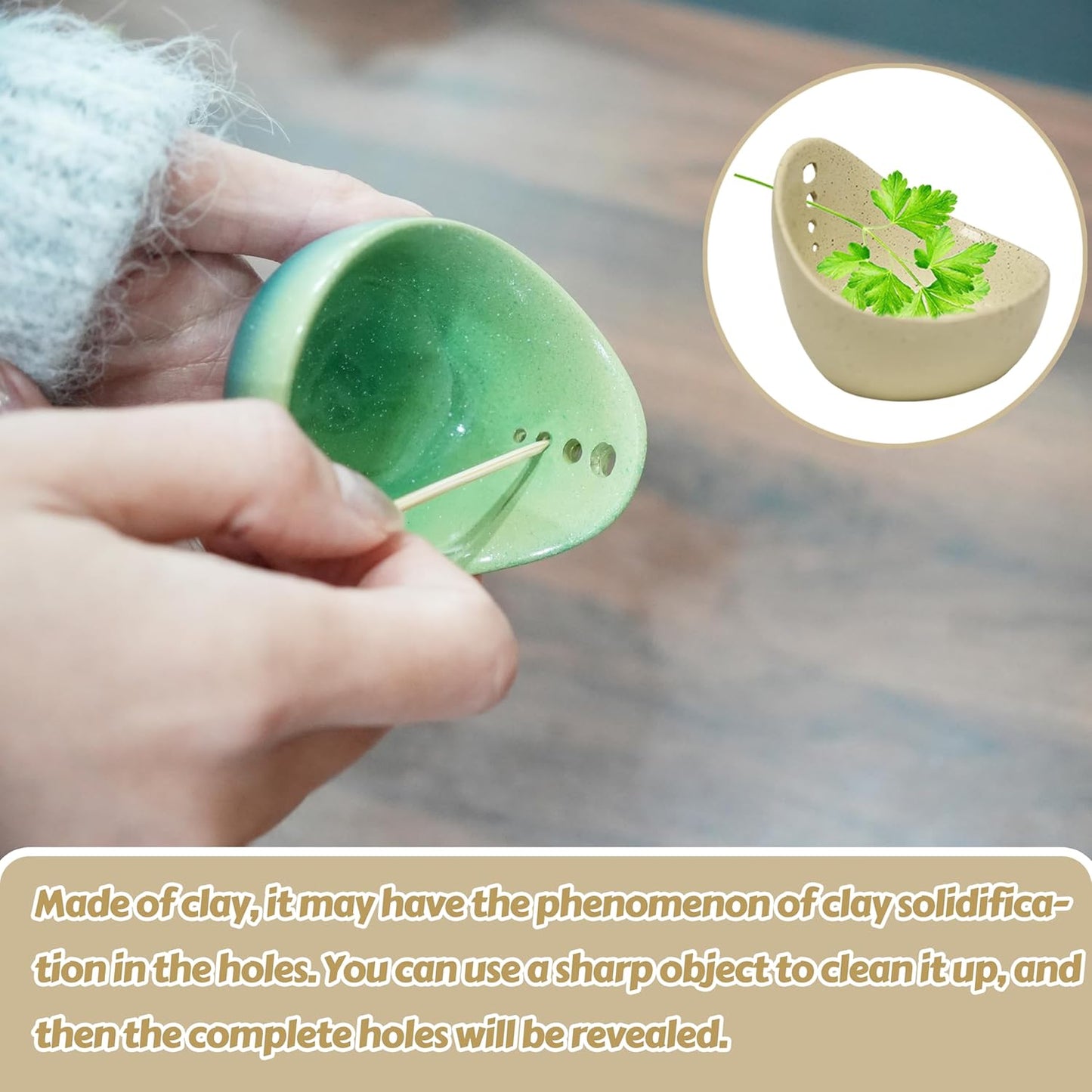 Earthenware Herb Stripping Bowl 2Pack, Pottery Herb Stripper Bowl Handmade, New Earthenware Kitchen Tools Supplies, Multiple Size Holes for Stripping Herbs, Rosemary, Thyme(3.94"x3.35"x2.28")
