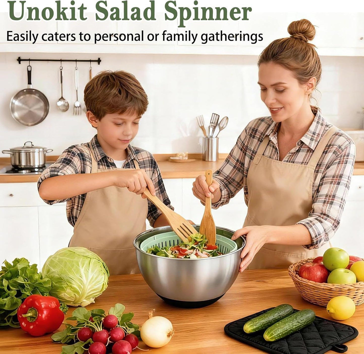 Unokit Mixing Bowls with Lids Set - 16 Pcs Stainless Steel Nesting Mixing Bowls with Grater Attachments, Mixing Bowl Set for Multi Mixing & Serving