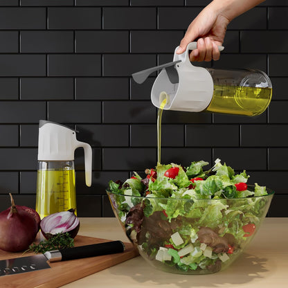 DWËLLZA KITCHEN Olive Oil Dispenser Bottle For Kitchen Set 6 oz Sprayer For Cooking and Glass 17 Oz. Cooking Pour Dispenser With Measurements for Cooking, Airfryer, Salad & BBQ
