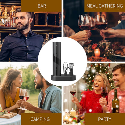PEIPU Electric Wine Bottle Opener, Easy to Use, Perfect for Home, Restaurants & Travel, Wine Lovers & Host (Black)
