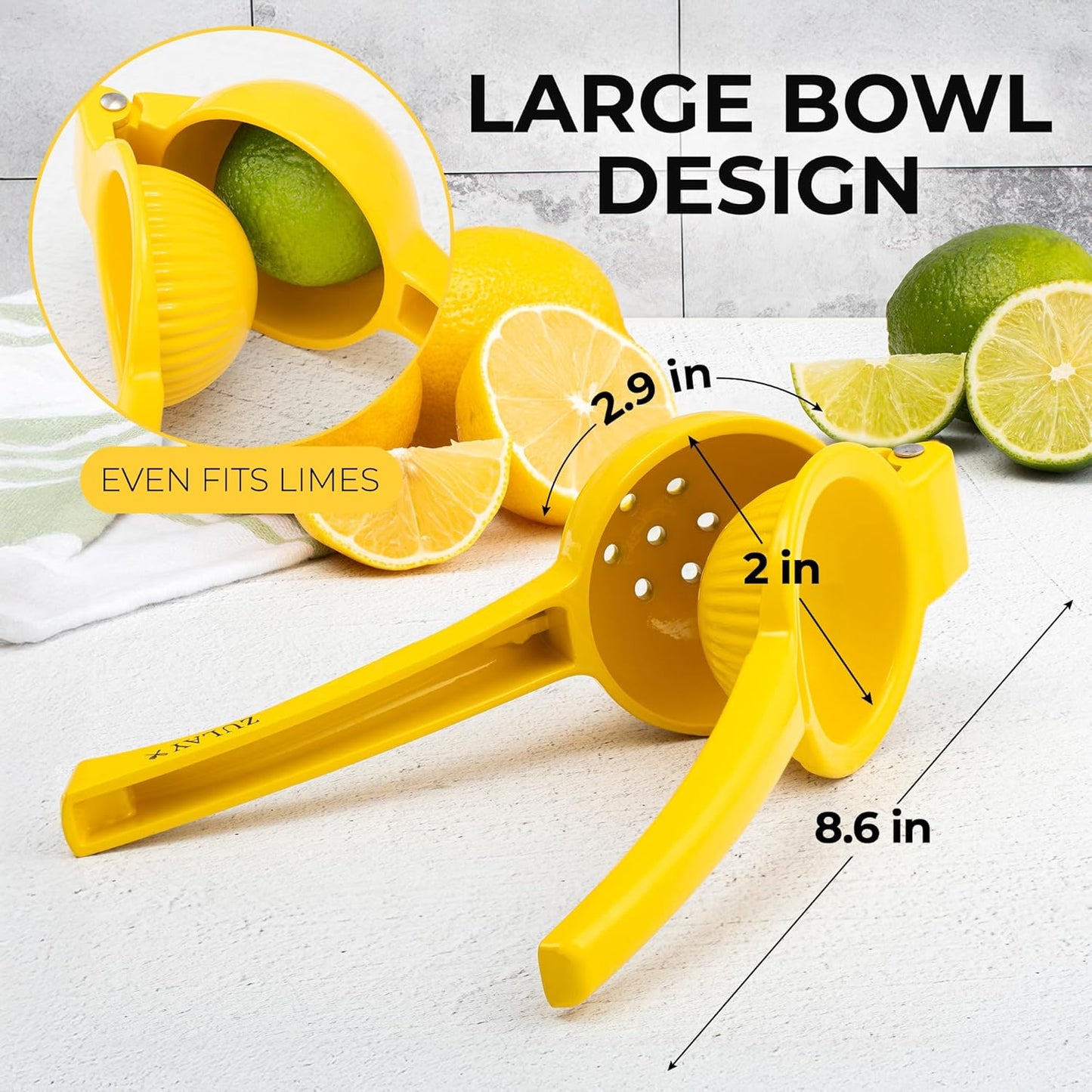 Zulay Kitchen Metal Lemon Squeezer - Handheld Lemon Juicer Squeezer - Easy to Use Citrus Juicer - Manual Press for Extracting the Most Juice Possible - Extracts Every Last Drop