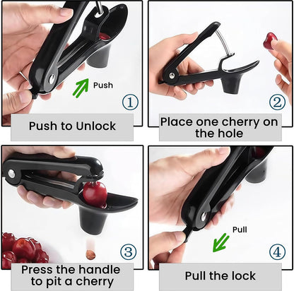 Cherry Pitter, Heavy-Duty Stainless Steel Cherry Olive Pitter Tool, Easy Press Cherry Pit Remover for Cherry Jam Pie, Effortless to Use & Clean