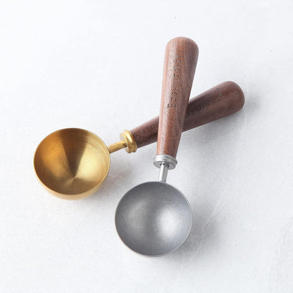 Easyworkz Retro Stainless Steel Coffee Spoon With Black Walnut Handle,10g - Measuring Spoon (Brushed gold)