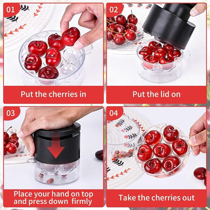 7-Hole Cherry Pitter Tool – Multi Cherry Pitter Pit Remover Corer, Mess-Free Fruit Stoner for Cherry Jam, Baking & Kitchen Prep
