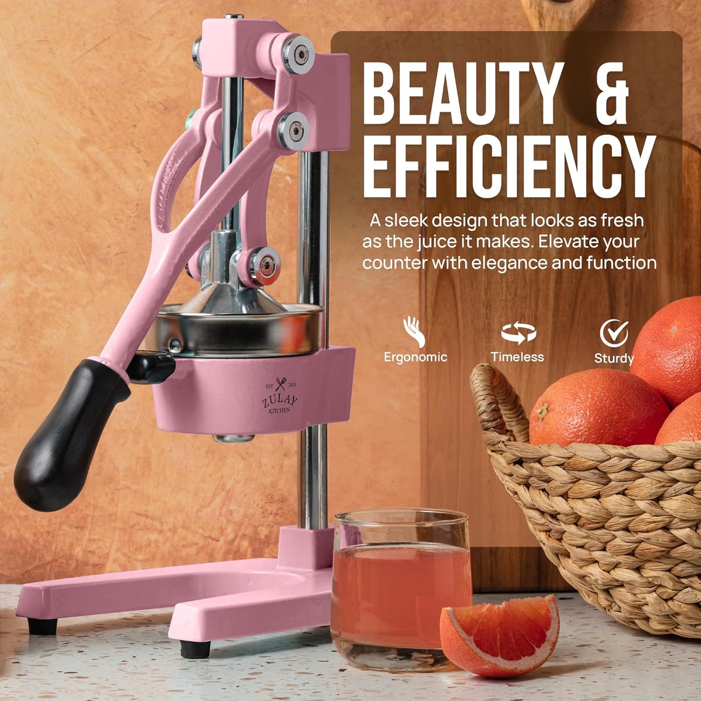 Zulay Kitchen Cast Iron Juicer - Heavy Duty Manual Juicer with Detachable Strainers for Easy Cleaning, Orange Juice Press for Citrus Fruits, Perfect for Bartenders, Juice Lovers & Health Enthusiasts
