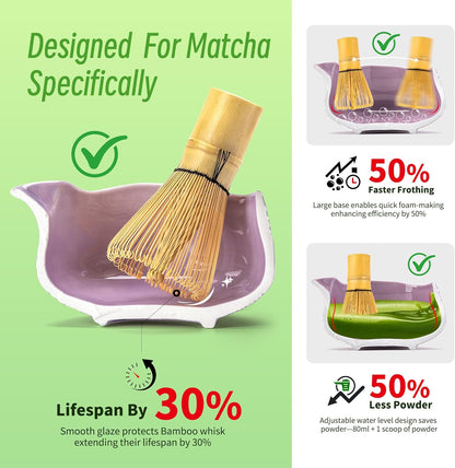 TEANAGOO Matcha Whisk Set,7 Pcs Matcha Start Set Lt.Grey,Matcha Kit for Ceremony,Matcha Tea Set with Whisk and Bowl with All Accessories,Gift for Friend/Family