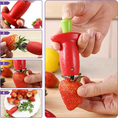 Multifunctional strawberry sheller, tomato sheller, suitable for fruit strawberry tomato corer clip, red