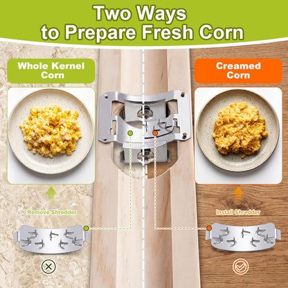 Wood Corn Cutter and Creamer, 16 Inch Adjustable Stainless Steel Corn Cob Tool, Easy to Use for Home Kitchen & BBQ